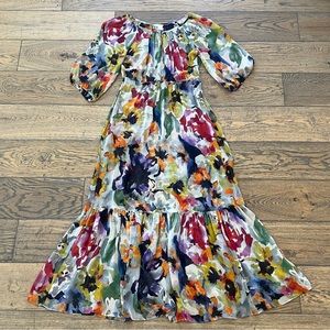 Anthropologie Meadow Rue Floral Watercolor Maxi Dress
